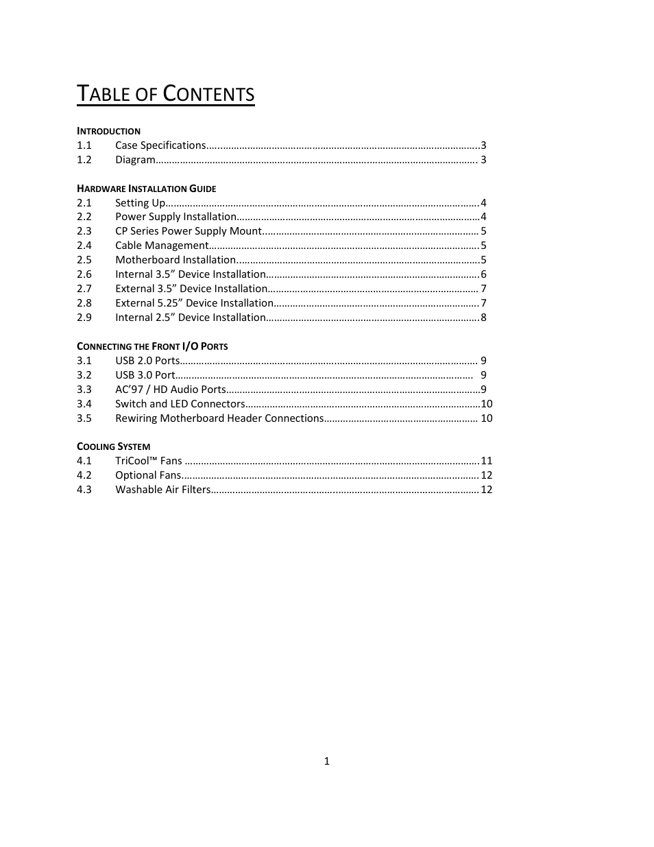 Able of, Ontents | Antec TABLE OF CONTENTS P183 V3 User Manual | Page 2 / 14