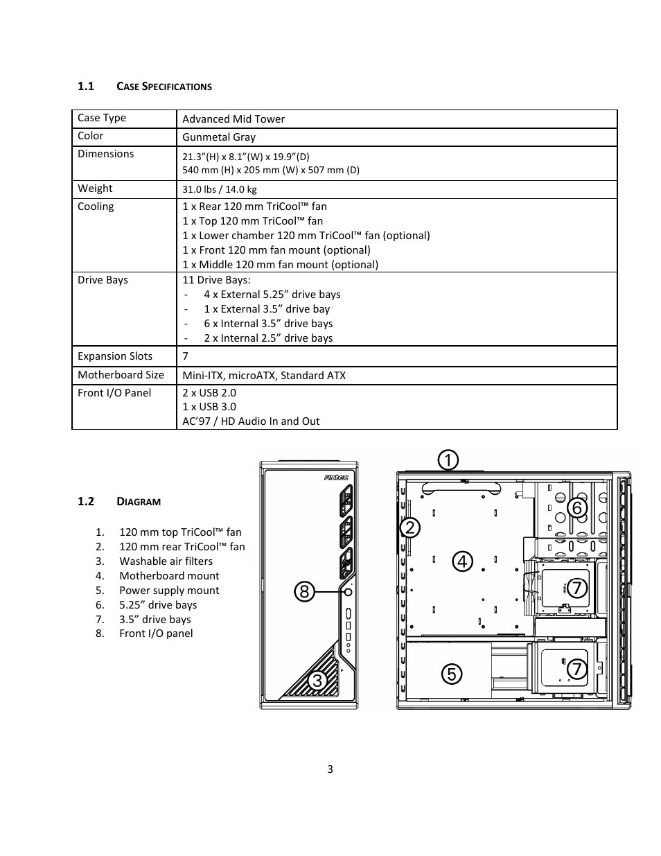 Antec TABLE OF CONTENTS P183 V3 User Manual | Page 4 / 14