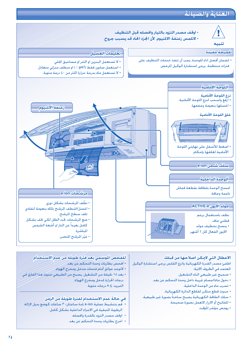 ﺔﻧﺎﻴﺼﻟﺍﻭ ﺔﻳﺎﻨﻌﻟﺍ | Panasonic CS-C18JKD User Manual | Page 24 / 44