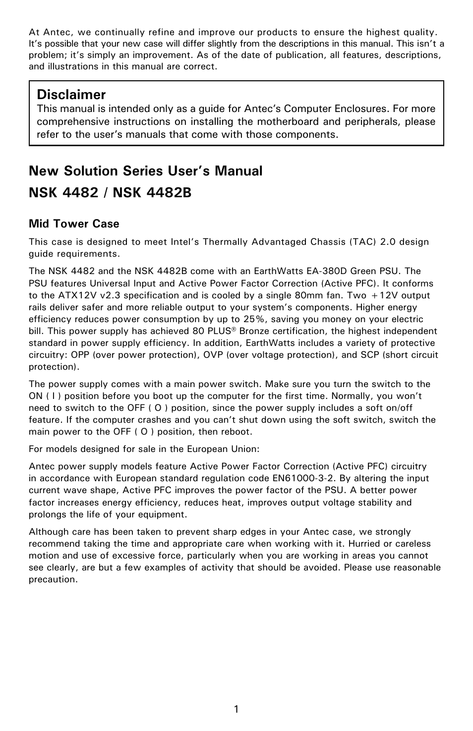 Disclaimer | Antec NSK 4482B User Manual | Page 3 / 10