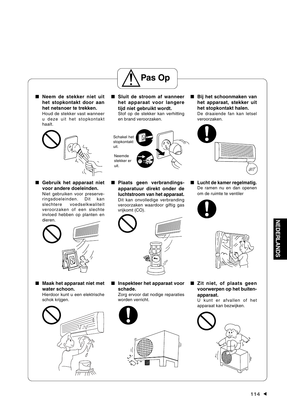 Pas op | Panasonic CS-A28BKP5 User Manual | Page 115 / 202