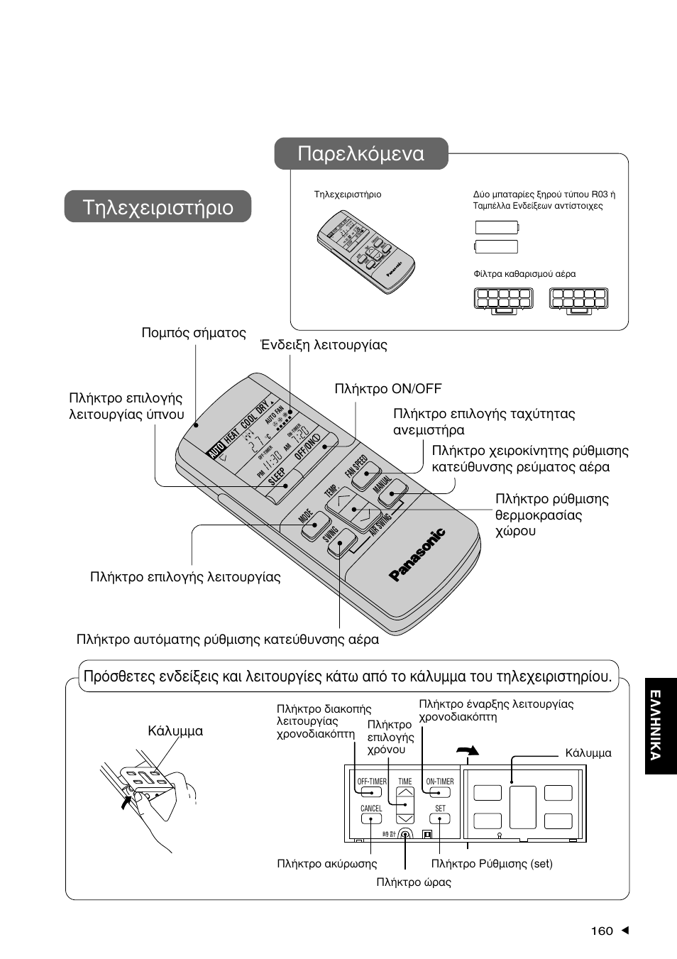 Фзлечейсйуфюсйп рбселкьменб, Ελληνικα | Panasonic CS-A28BKP5 User Manual | Page 161 / 202