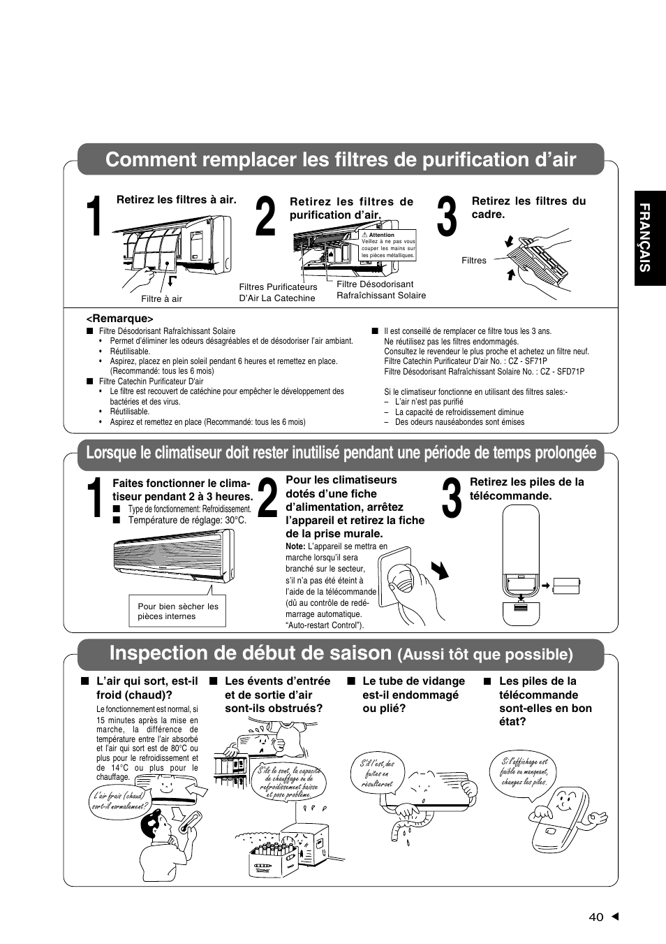 Inspection de début de saison | Panasonic CS-A28BKP5 User Manual | Page 41 / 202