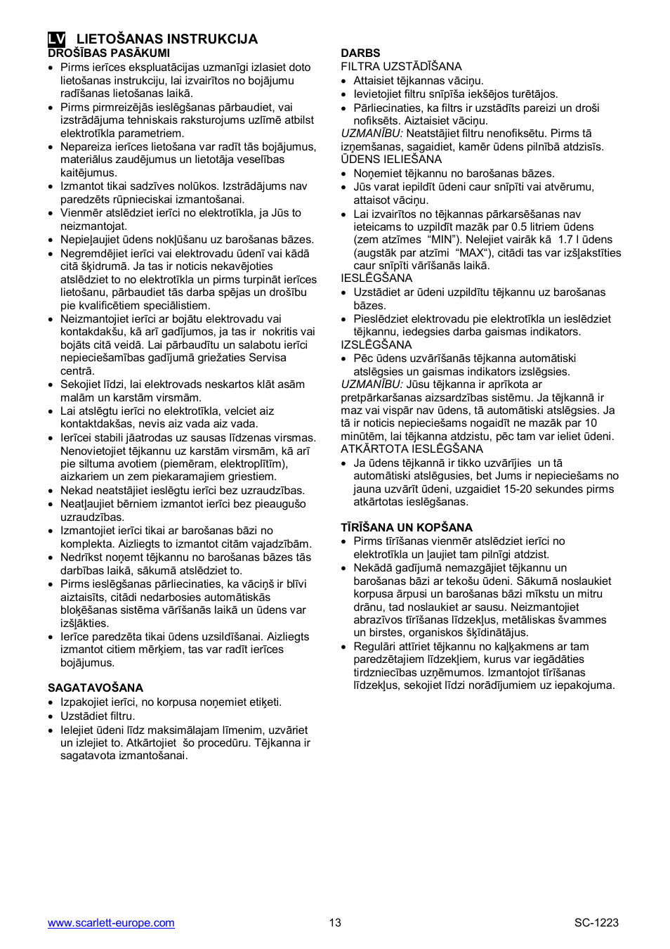 Scarlett SC-1223 User Manual | Page 13 / 18