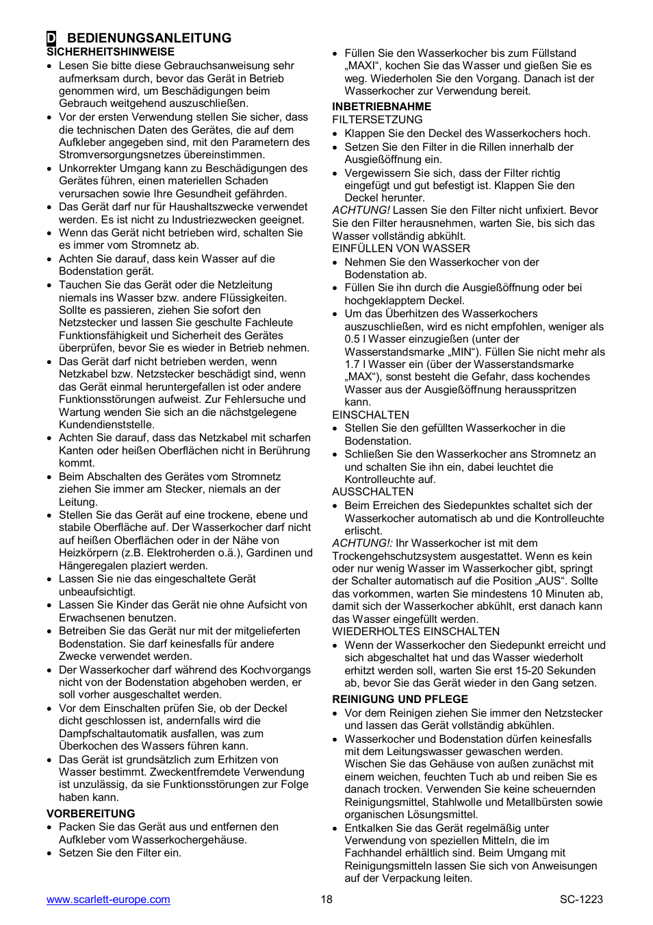 Scarlett SC-1223 User Manual | Page 18 / 18