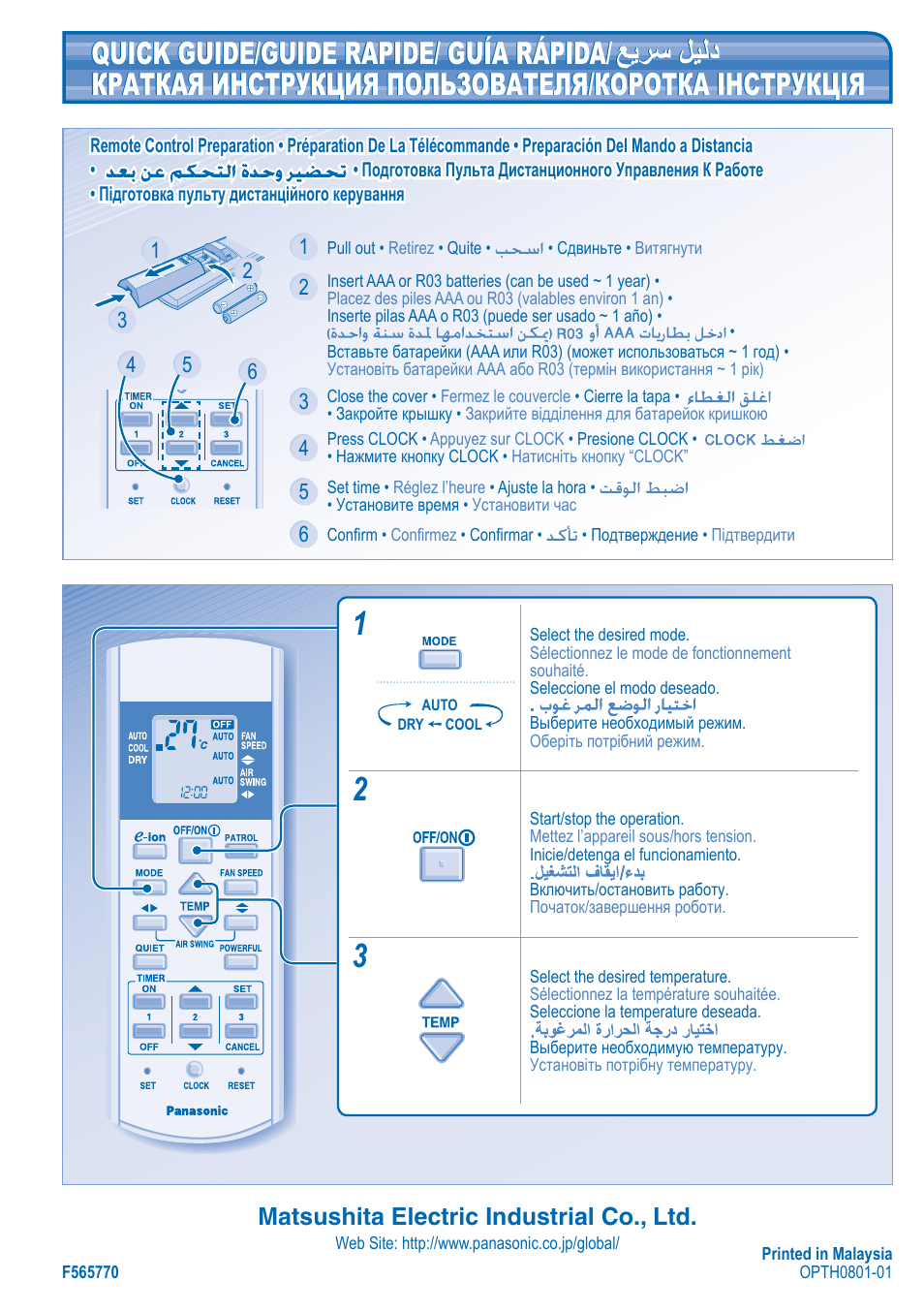 Matsushita electric industrial co., ltd | Panasonic CU-C24HKD User Manual | Page 8 / 8