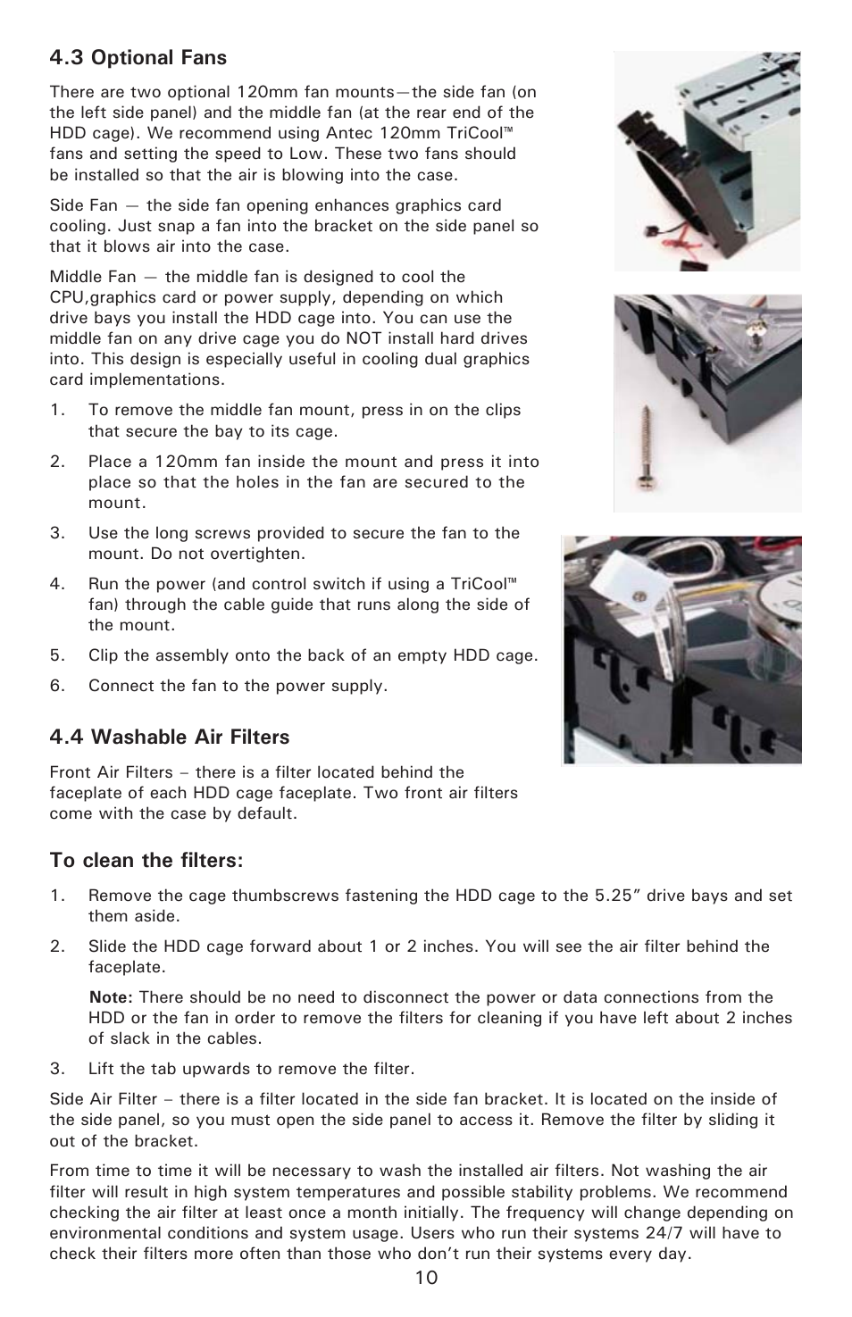 3 optional fans, 4 washable air filters | Antec Nine Hundred Two User Manual | Page 12 / 13