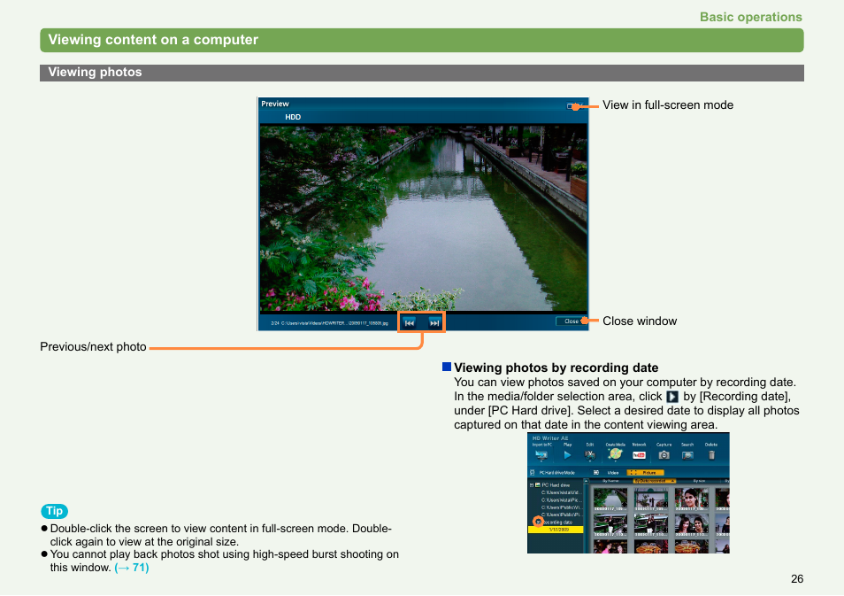 Viewing photos, Viewing photos ……………………………………………… 26 | Panasonic -eng User Manual | Page 26 / 106
