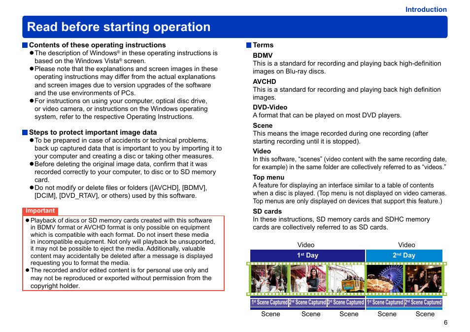 Read before starting operation | Panasonic -eng User Manual | Page 6 / 106