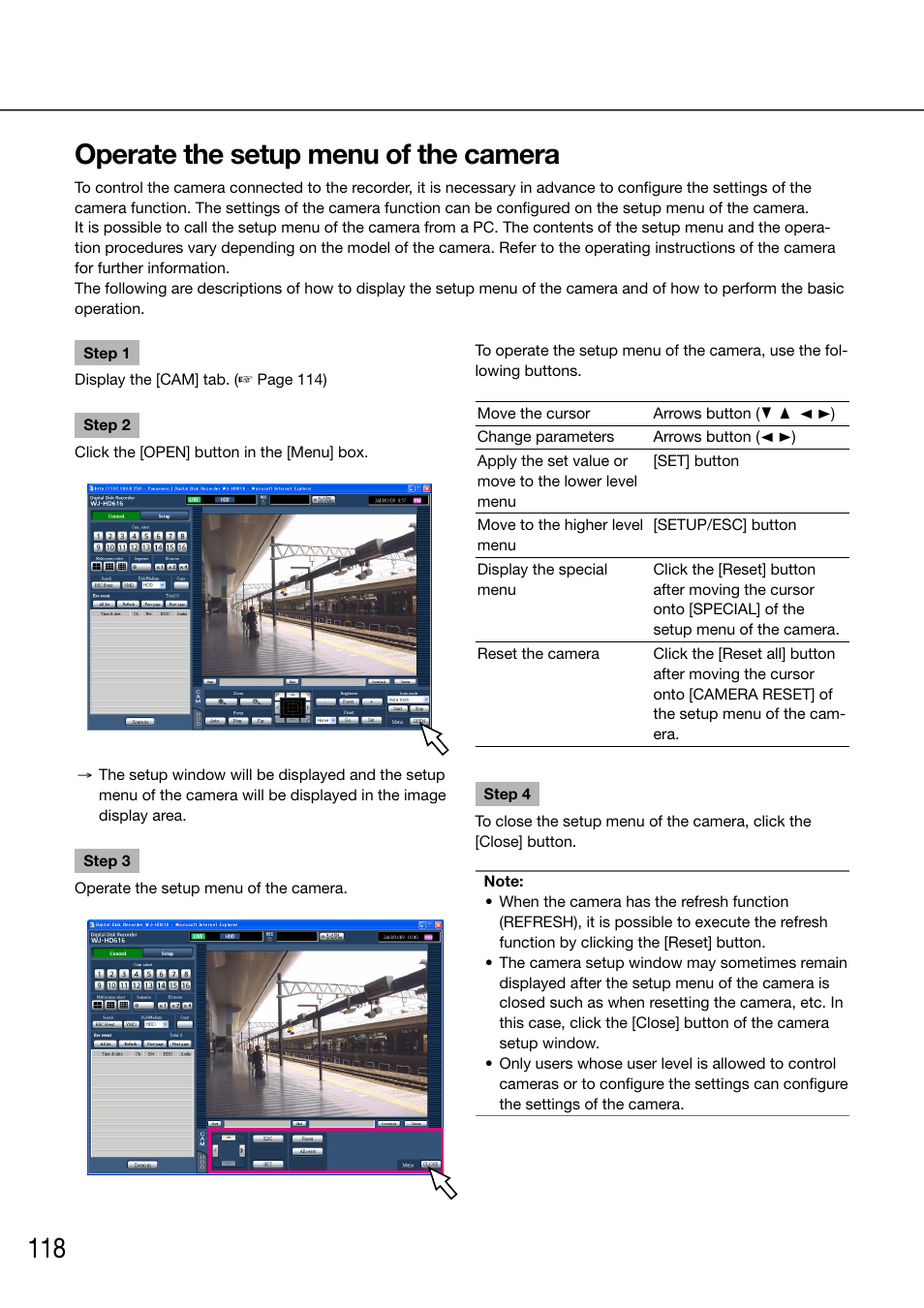 Operate the setup menu of the camera | Panasonic 616 User Manual | Page 118 / 133