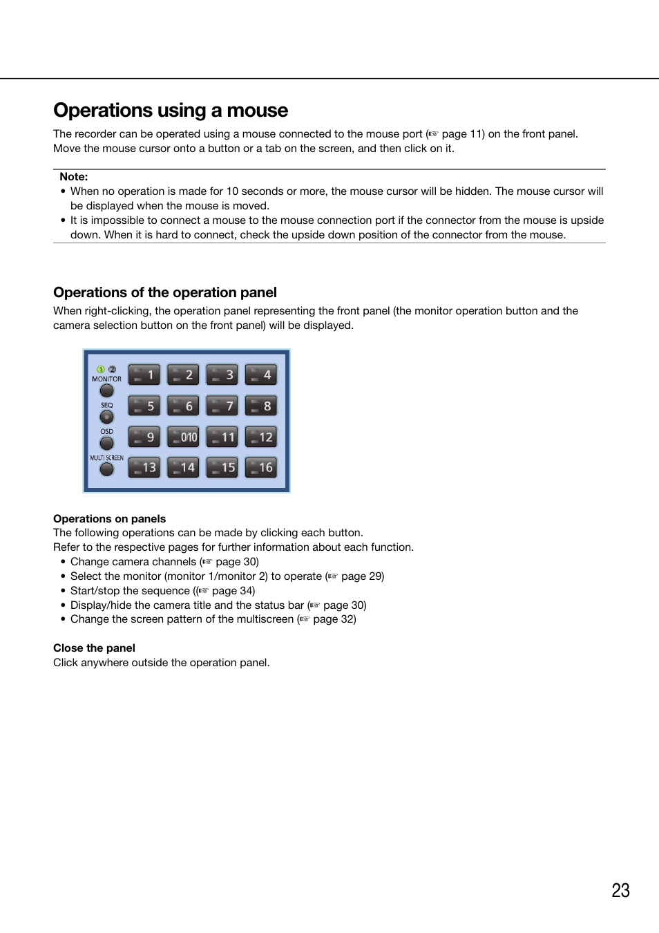 Operations using a mouse, 23 operations using a mouse | Panasonic 616 User Manual | Page 23 / 133