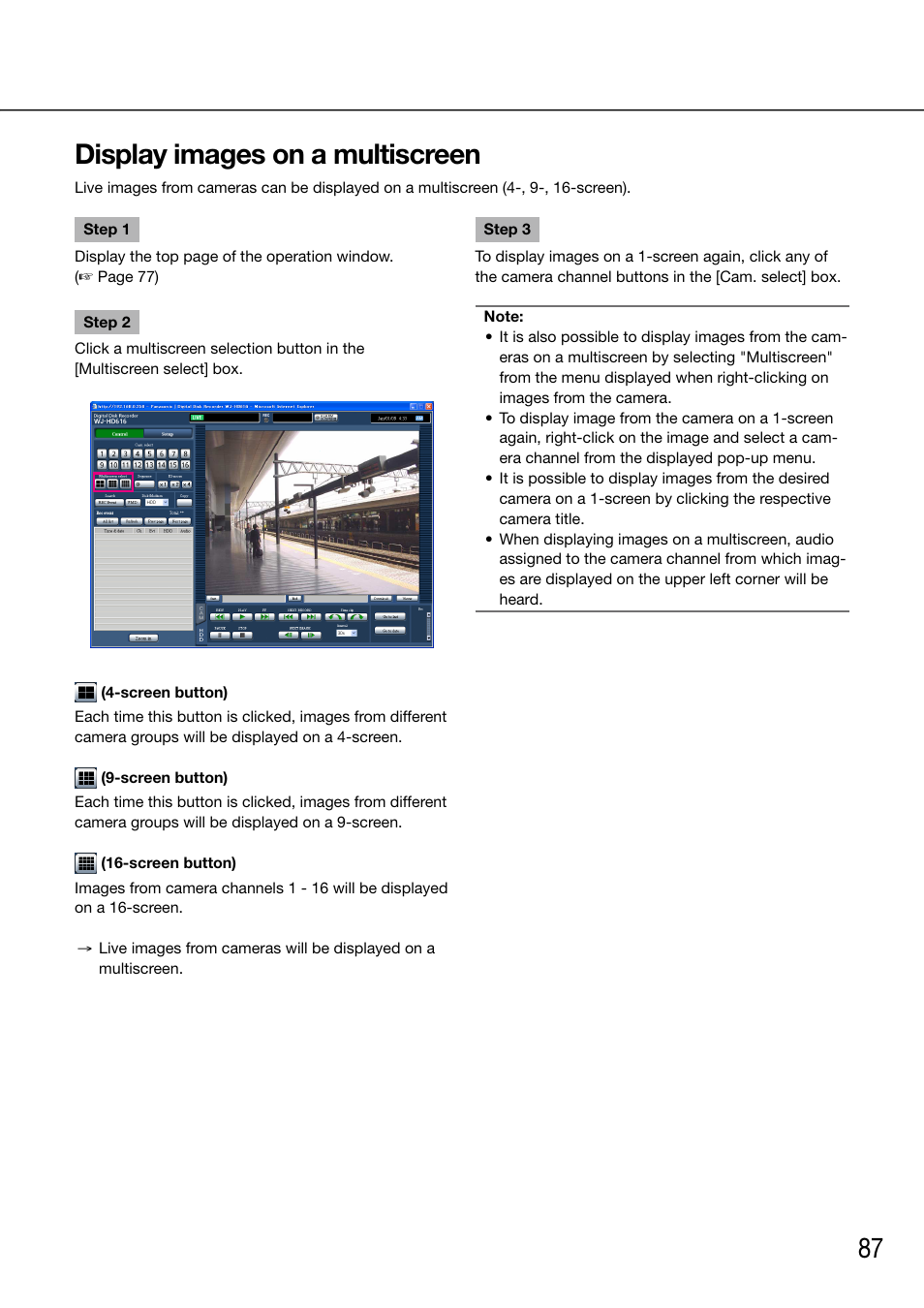 Display images on a multiscreen | Panasonic 616 User Manual | Page 87 / 133