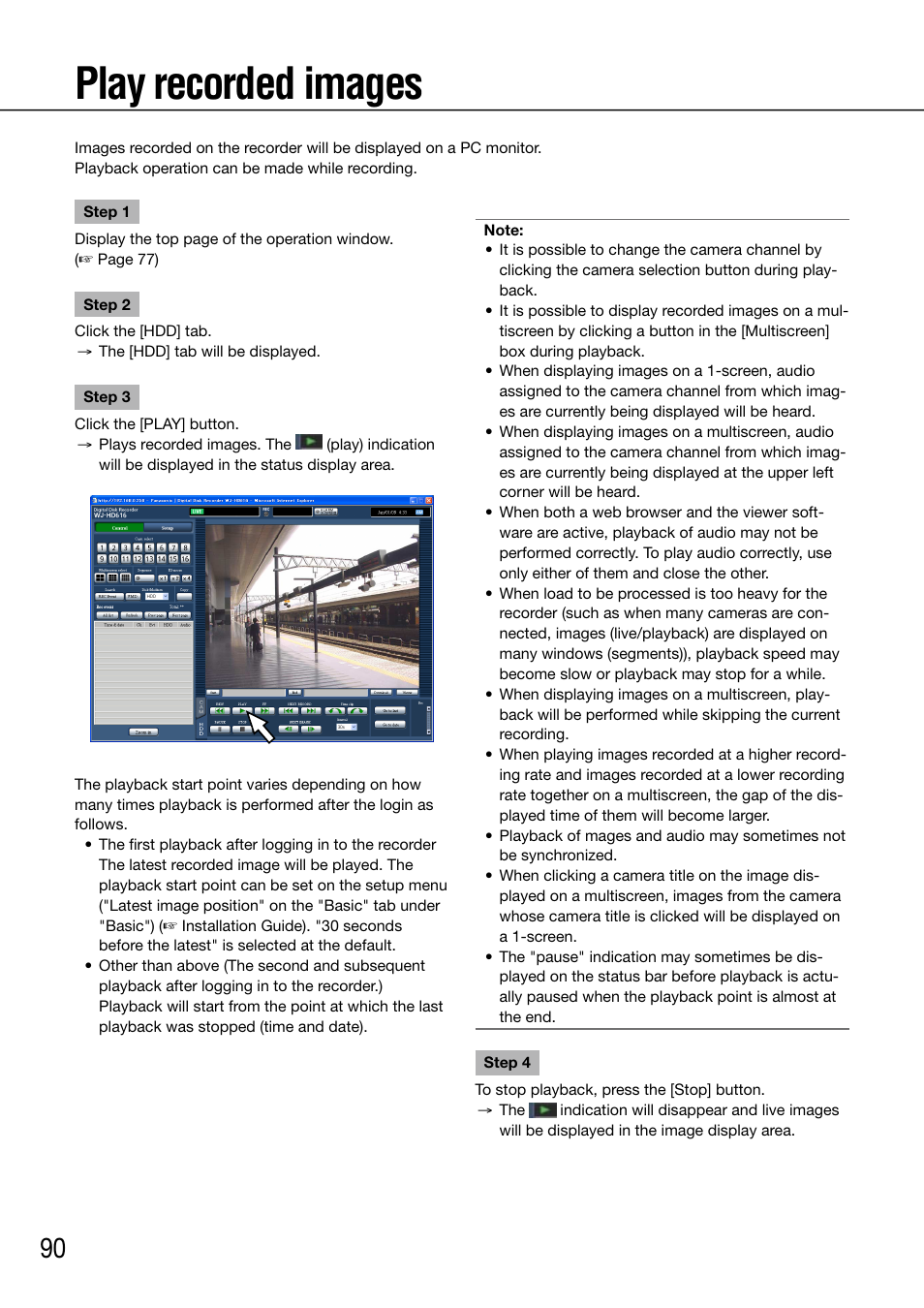 Play recorded images | Panasonic 616 User Manual | Page 90 / 133