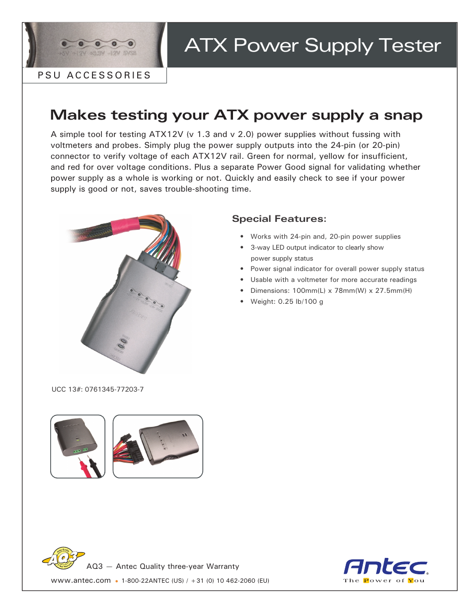Antec UCC 13#: 0761345-77203-7 User Manual | 1 page
