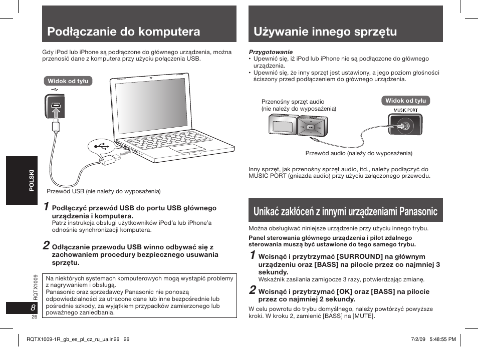Używanie innego sprzętu | Panasonic SC-SP100 User Manual | Page 26 / 52