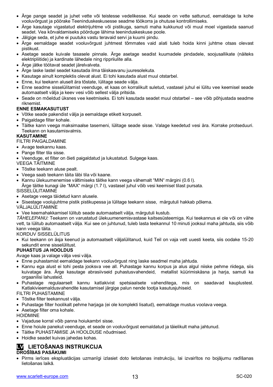 Scarlett SC-020 User Manual | Page 13 / 20