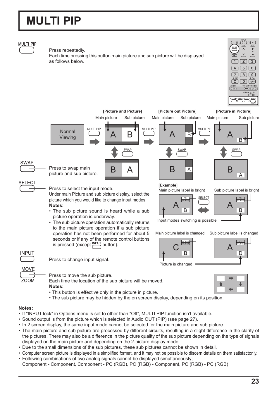 Multi pip, Ab a, Ba b | Panasonic TH-65PF10RK User Manual | Page 23 / 56