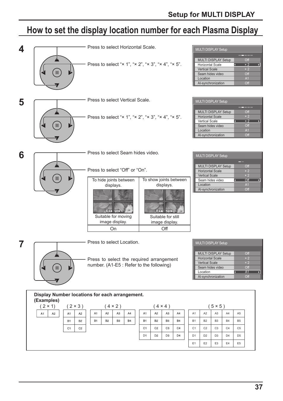 Setup for multi display | Panasonic TH-65PF10RK User Manual | Page 37 / 56