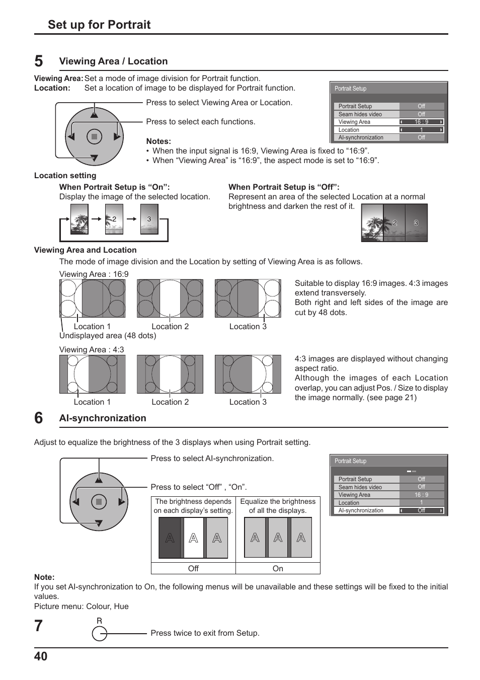 40 set up for portrait | Panasonic TH-65PF10RK User Manual | Page 40 / 56