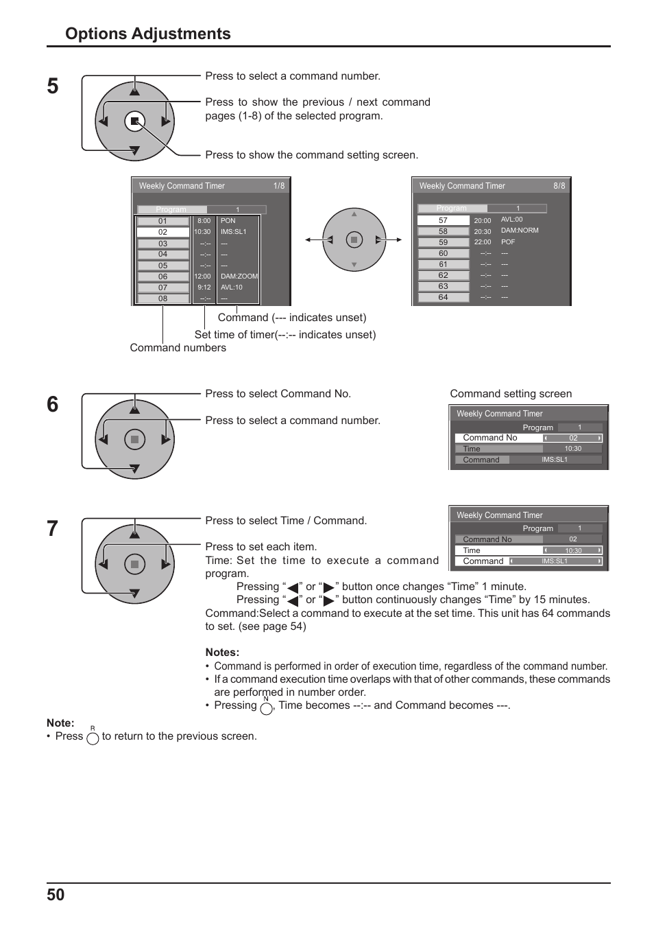 50 options adjustments | Panasonic TH-65PF10RK User Manual | Page 50 / 56