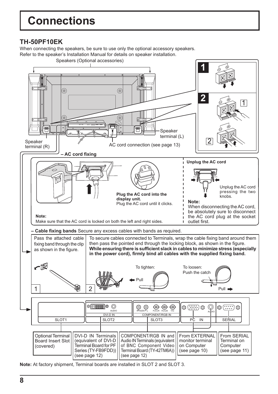 Connections, Th-50pf10ek | Panasonic TH-65PF10RK User Manual | Page 8 / 56