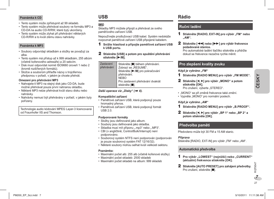 Rádio | Panasonic SC-PM200 User Manual | Page 27 / 64