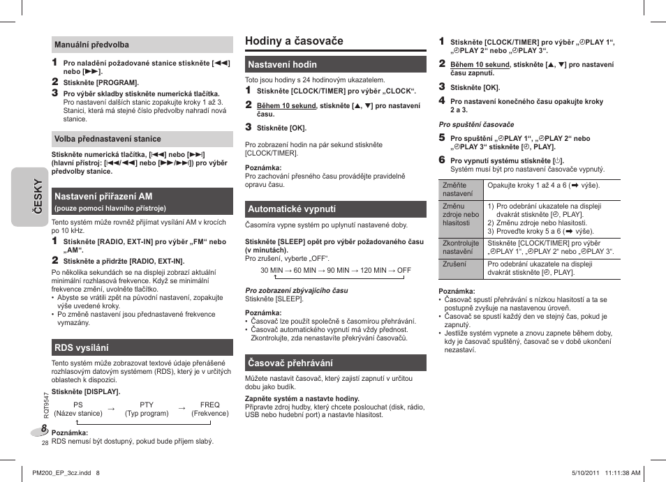 Hodiny a časovače | Panasonic SC-PM200 User Manual | Page 28 / 64