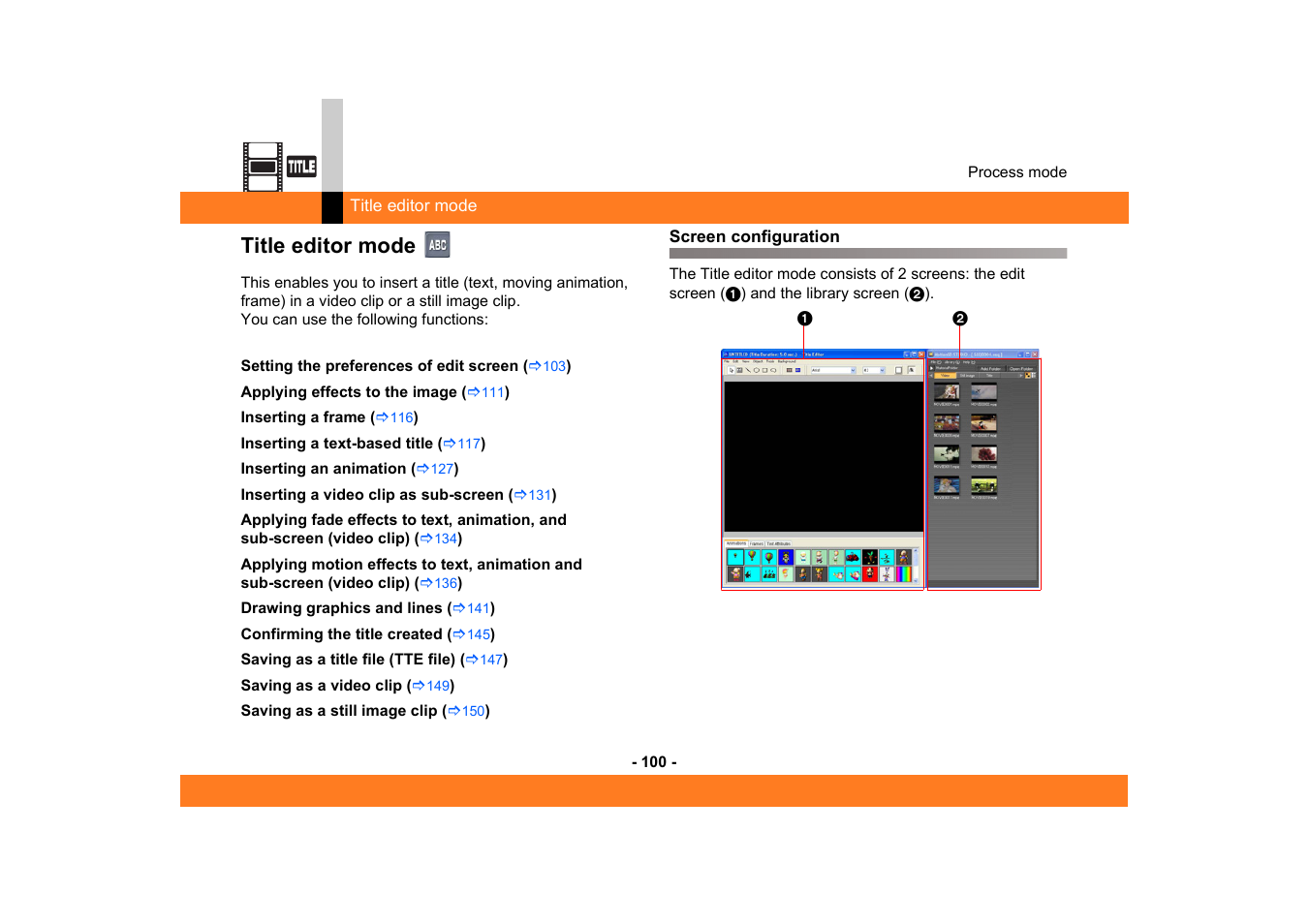 Title editor mode, Screen configuration | Panasonic -eng User Manual | Page 100 / 250