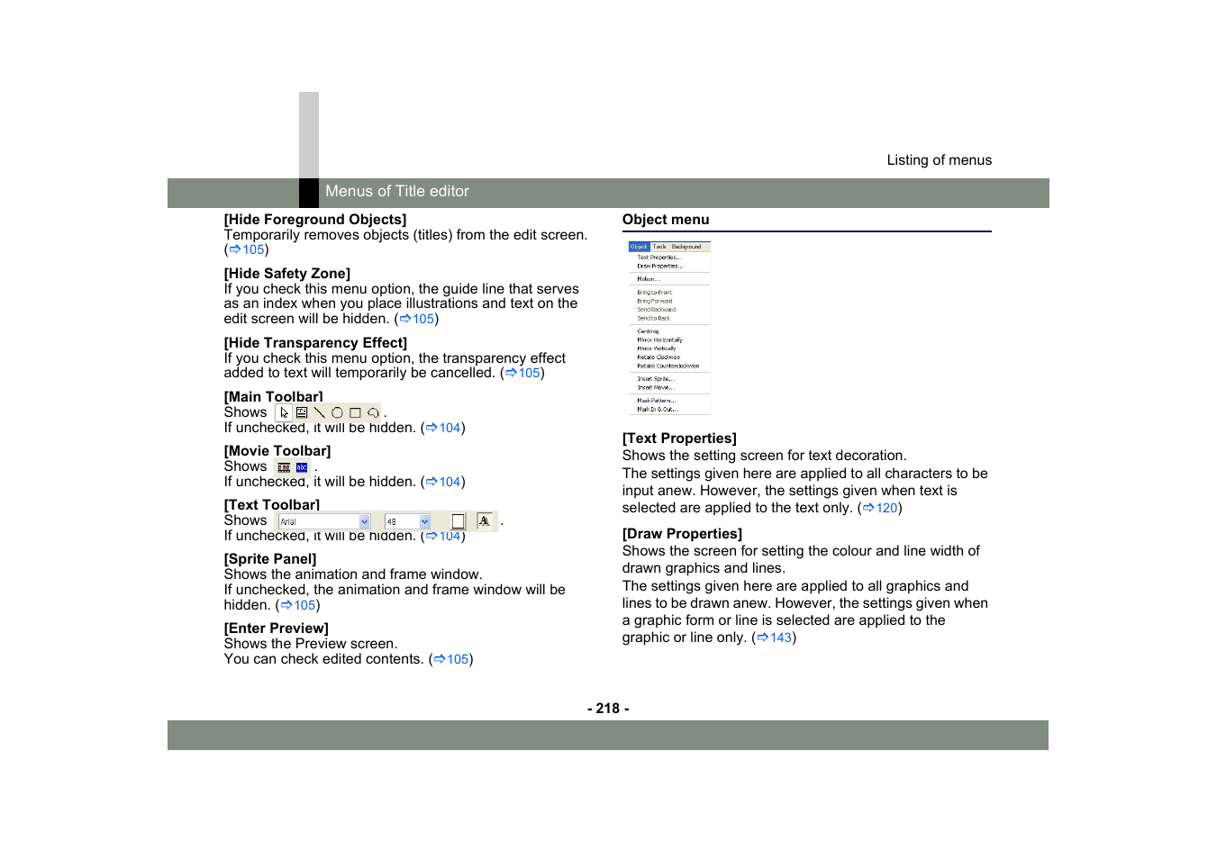 Object menu | Panasonic -eng User Manual | Page 218 / 250