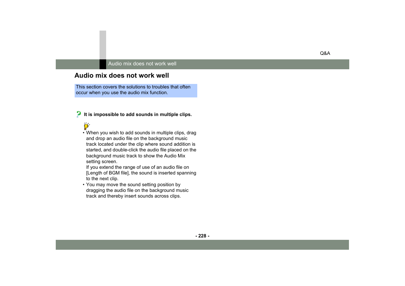 Audio mix does not work well | Panasonic -eng User Manual | Page 228 / 250