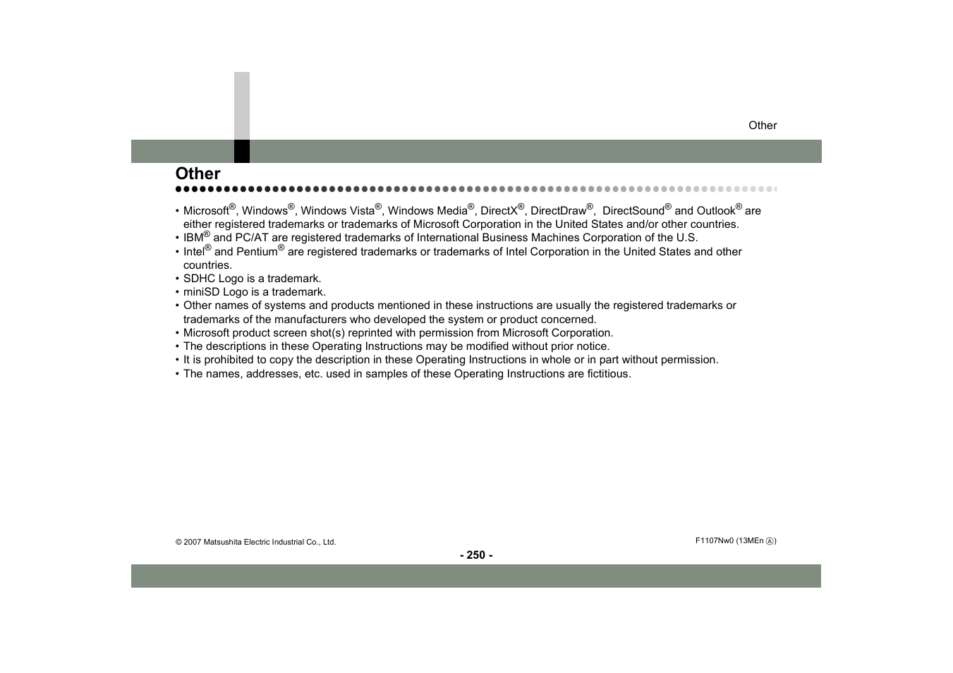 Other | Panasonic -eng User Manual | Page 250 / 250