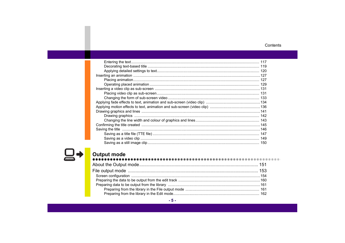 Output mode | Panasonic -eng User Manual | Page 5 / 250