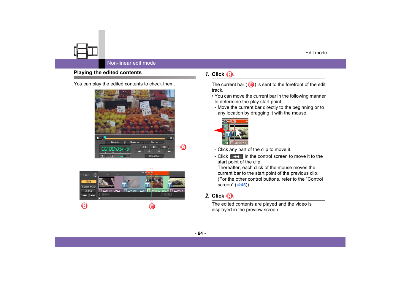 Playing the edited contents | Panasonic -eng User Manual | Page 64 / 250