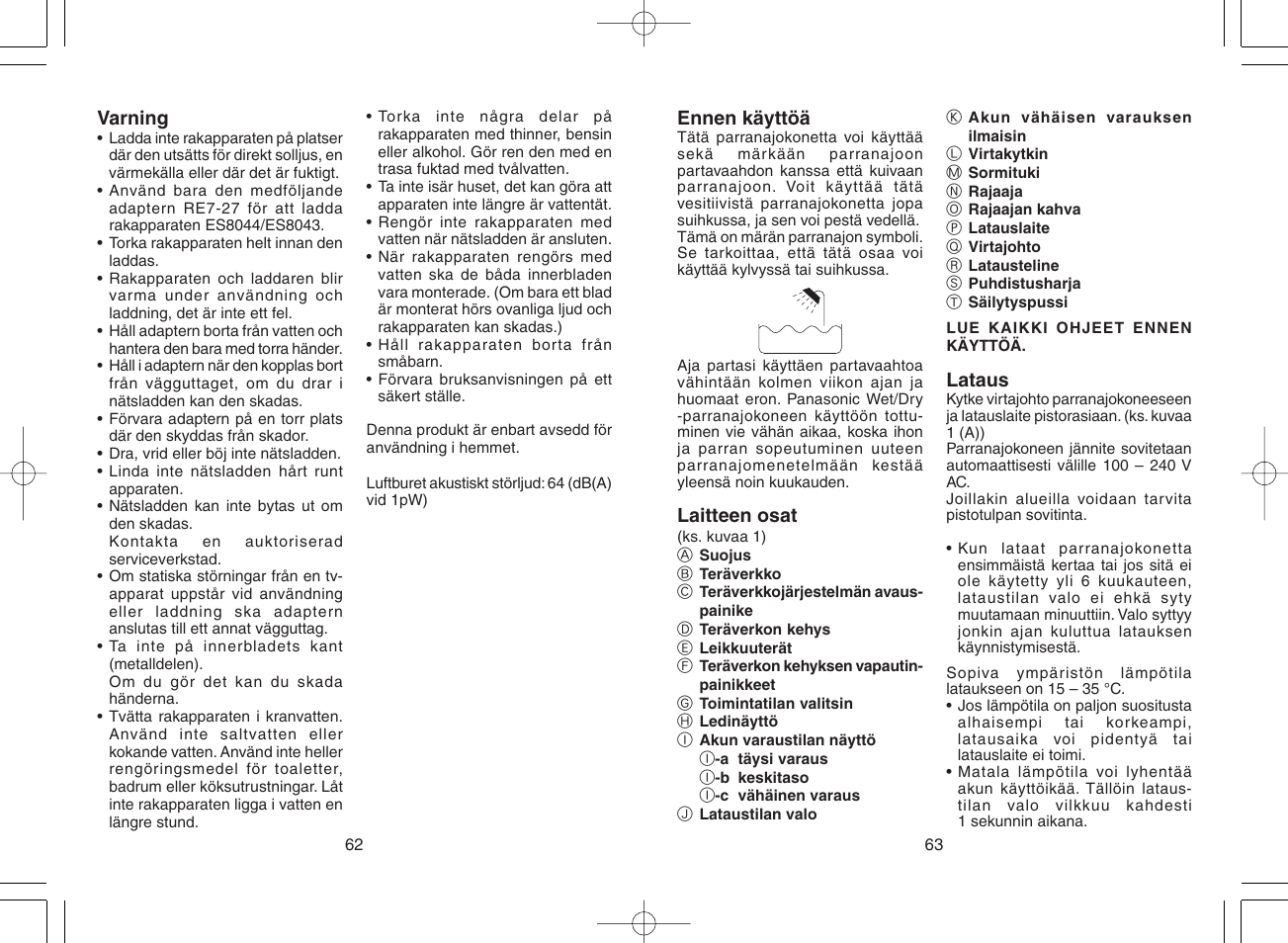 Panasonic ES8044 User Manual | Page 32 / 57