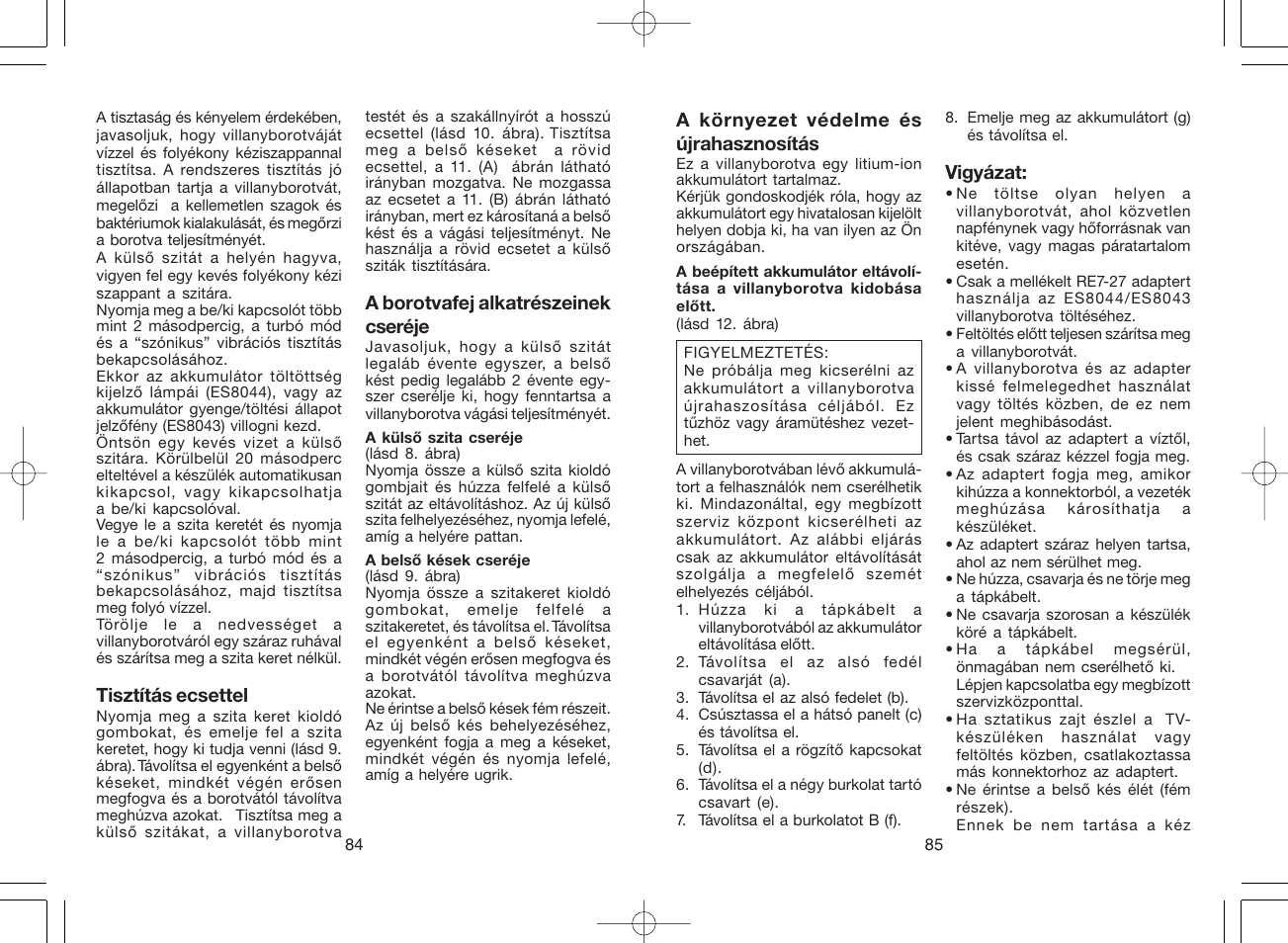 Panasonic ES8044 User Manual | Page 43 / 57