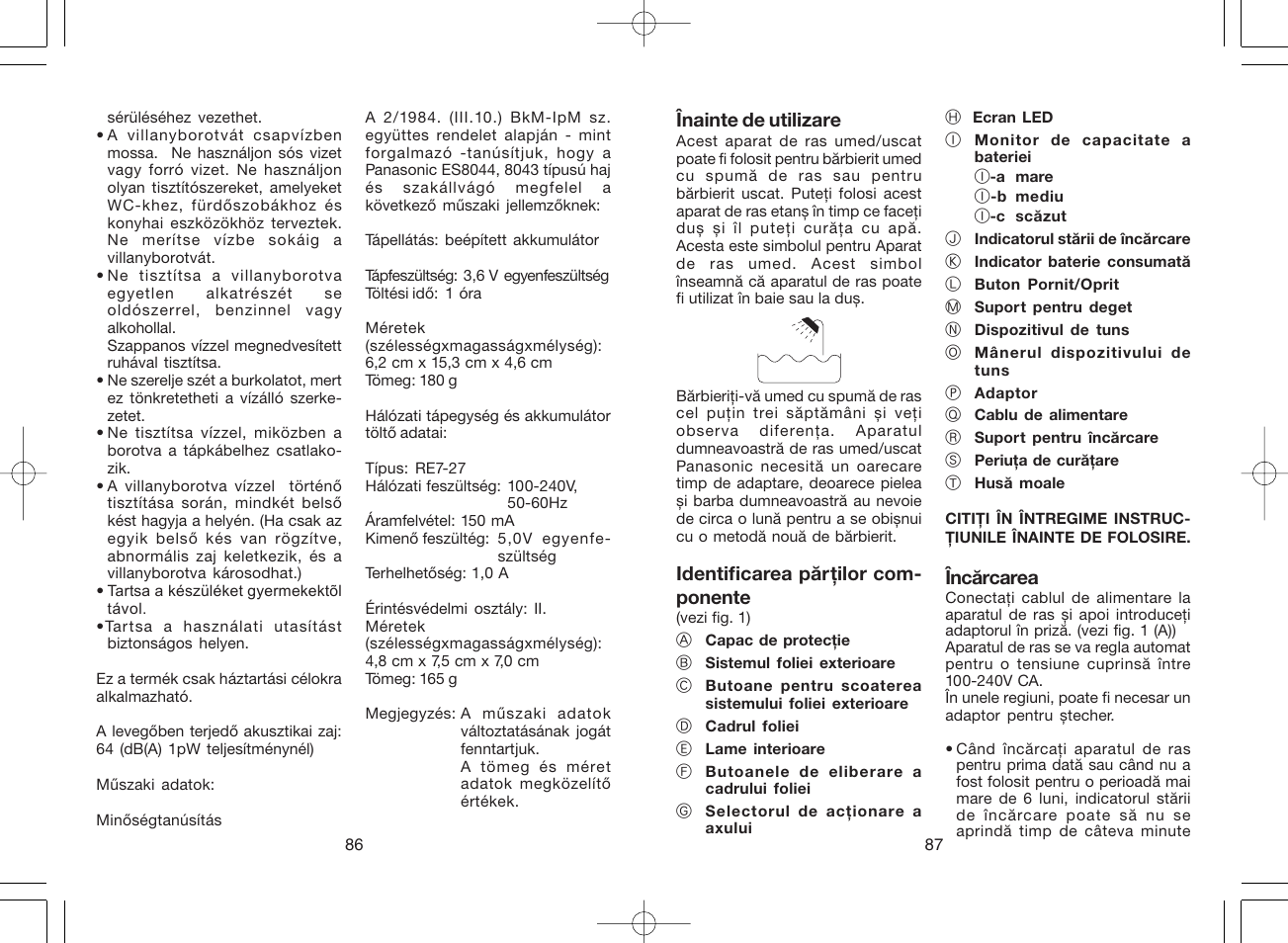 Panasonic ES8044 User Manual | Page 44 / 57