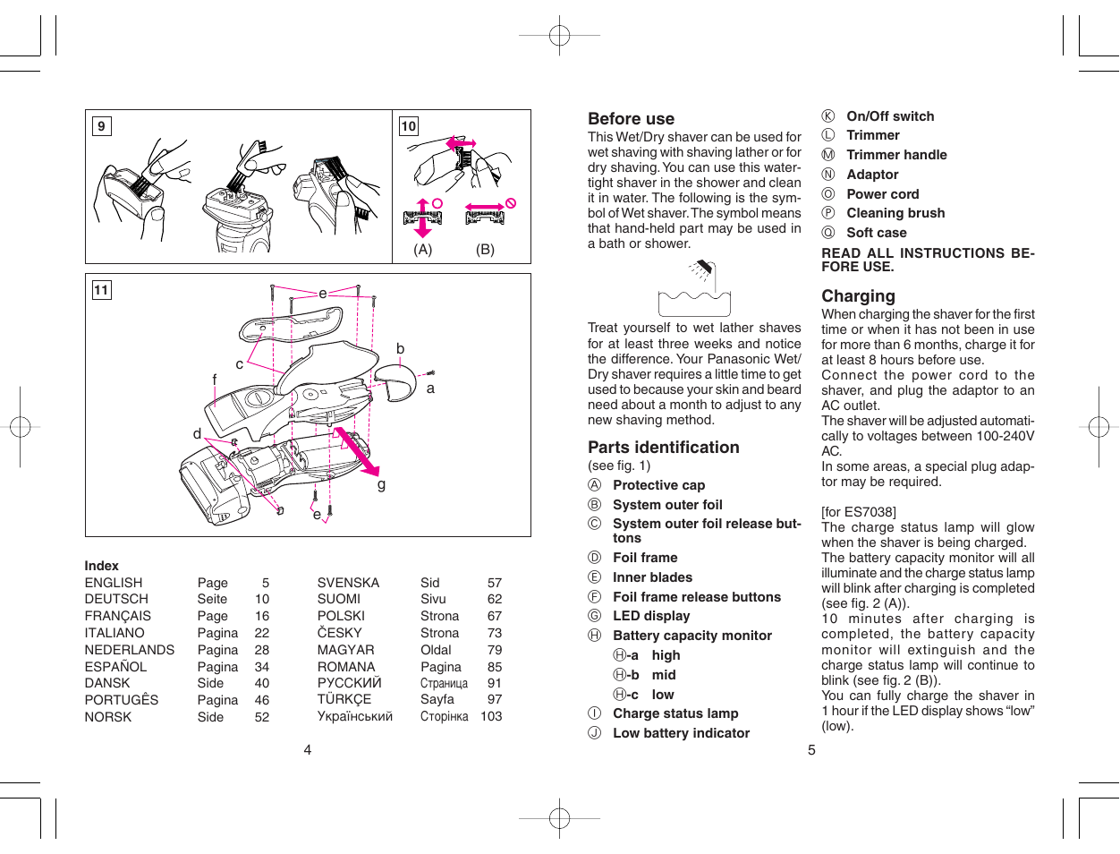 Panasonic ES7036 User Manual | Page 3 / 55
