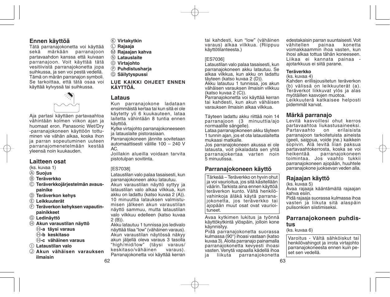 Panasonic ES7036 User Manual | Page 32 / 55