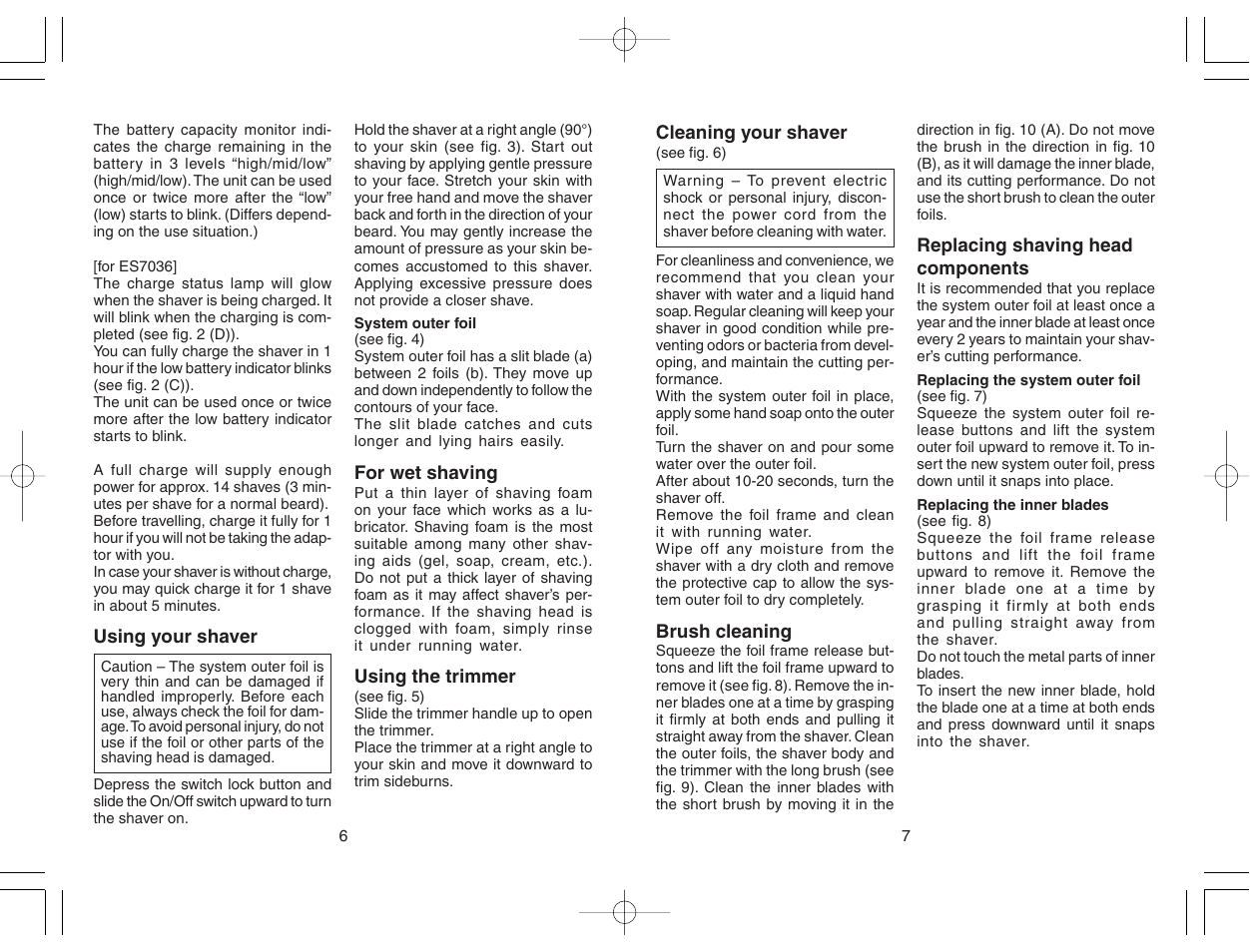 Panasonic ES7036 User Manual | Page 4 / 55