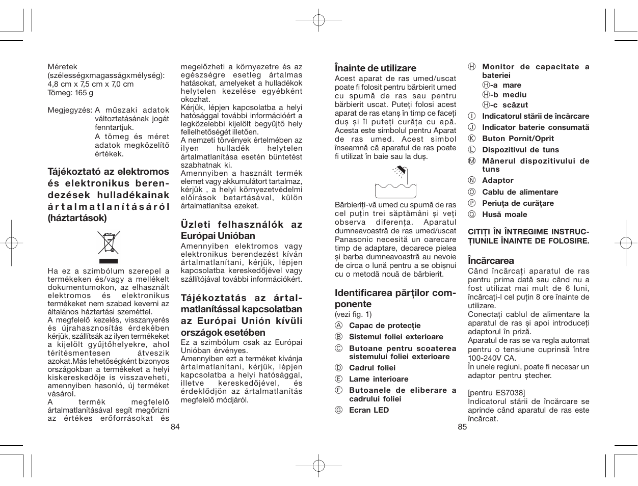 Panasonic ES7036 User Manual | Page 43 / 55
