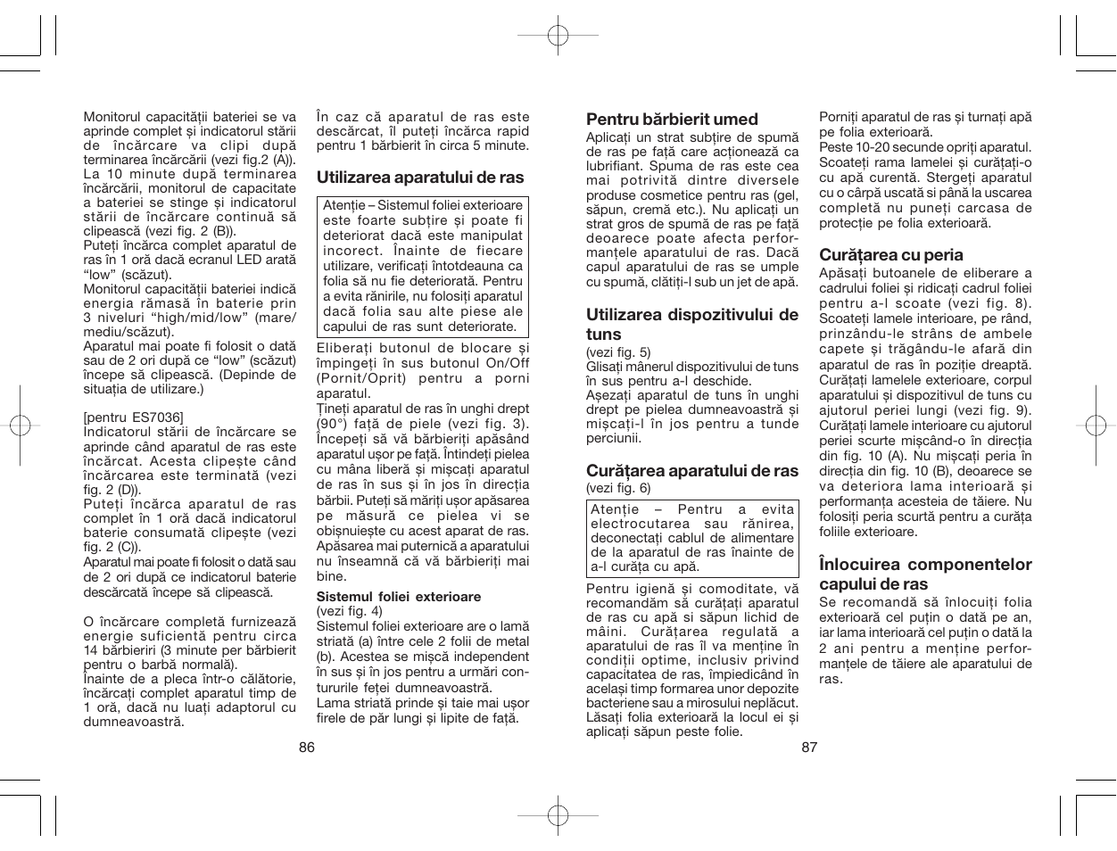 Panasonic ES7036 User Manual | Page 44 / 55