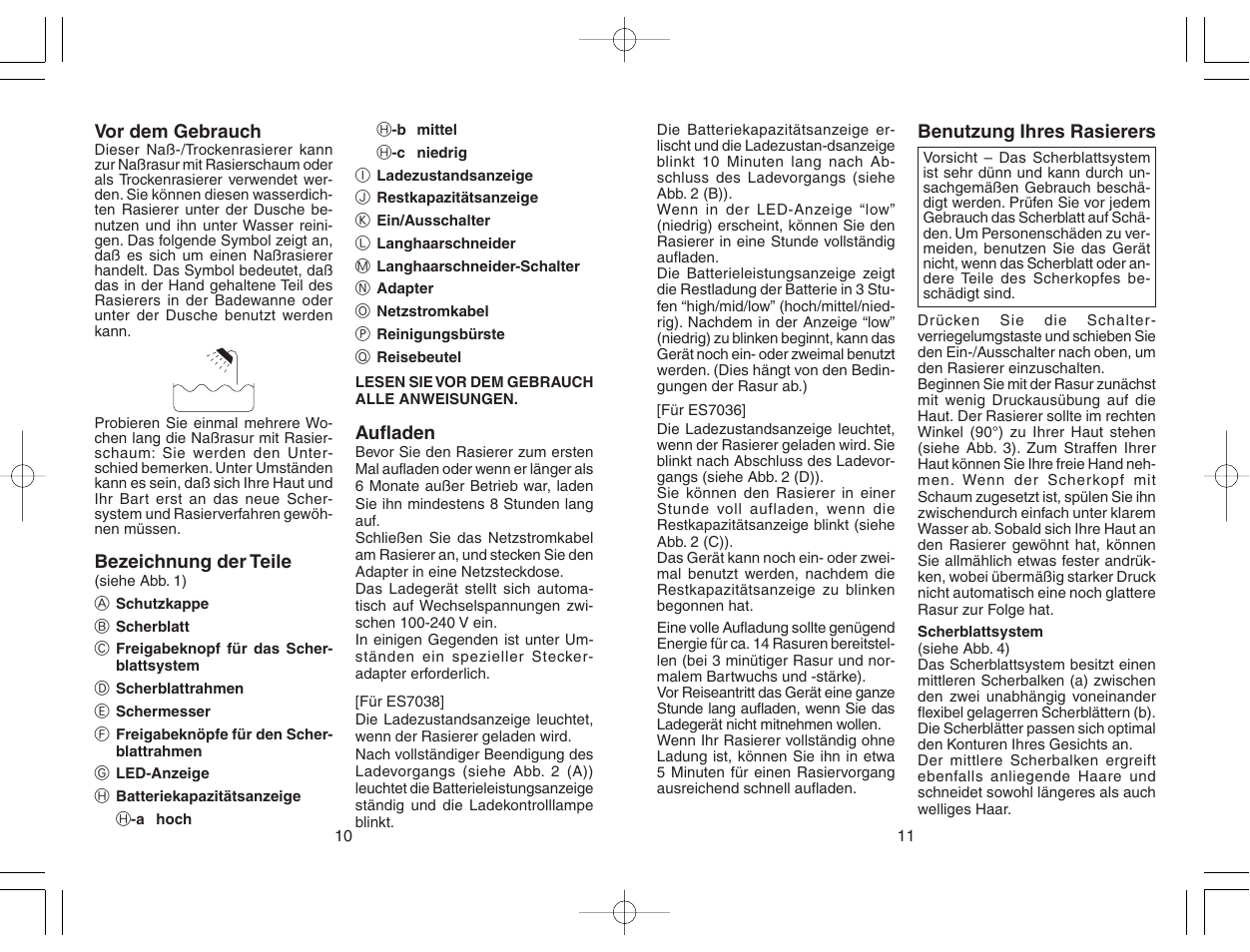 Panasonic ES7036 User Manual | Page 6 / 55