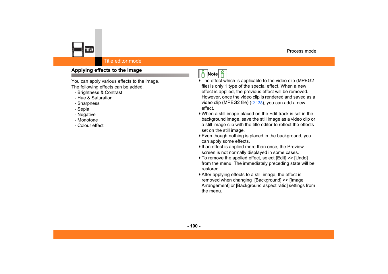 Applying effects to the image | Panasonic MotionSD STUDIO 1.0E User Manual | Page 100 / 231
