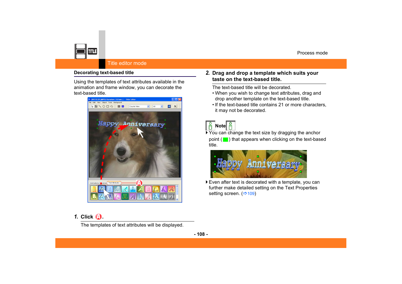 Decorating text-based title | Panasonic MotionSD STUDIO 1.0E User Manual | Page 108 / 231
