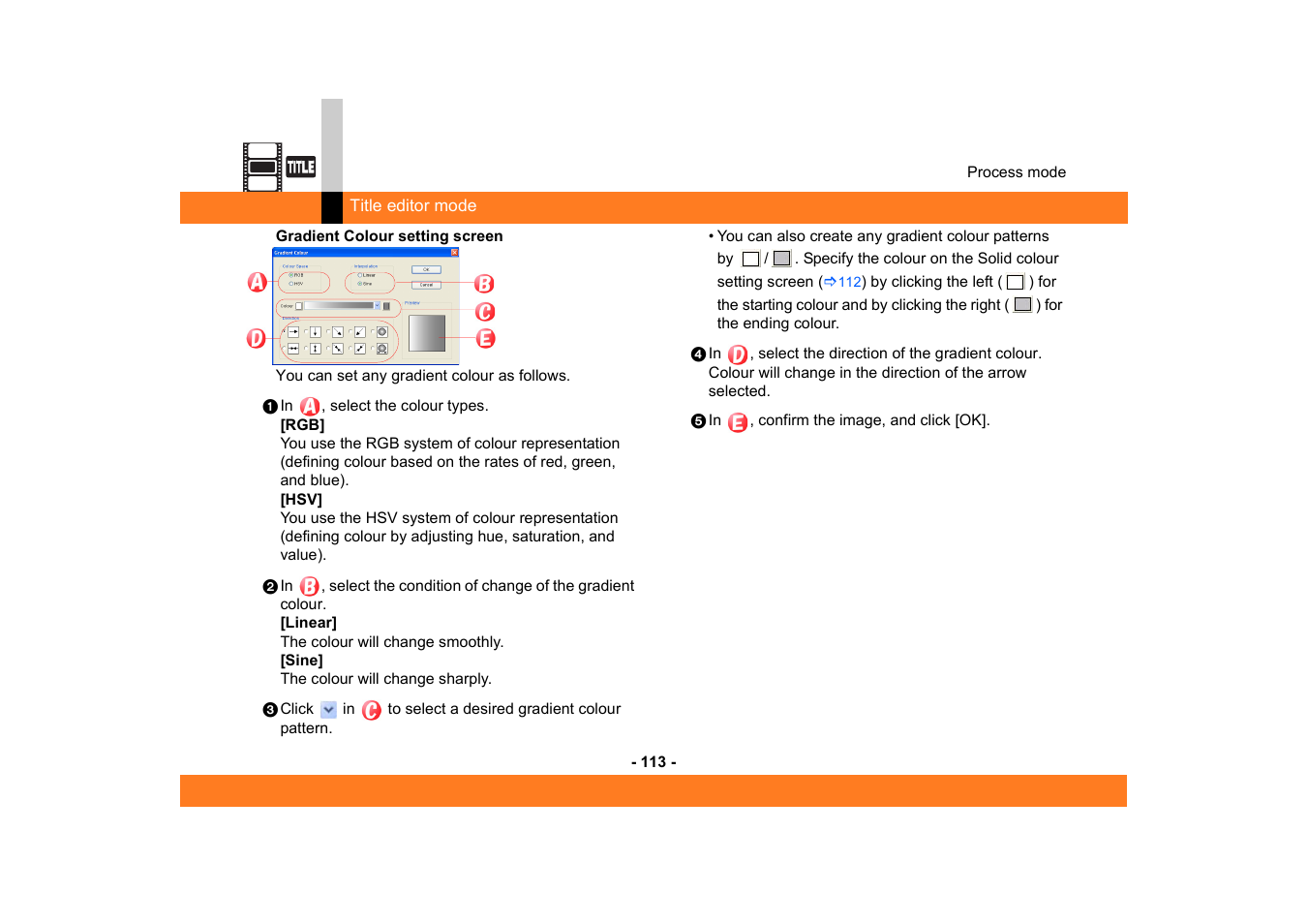 Gradient colour setting screen | Panasonic MotionSD STUDIO 1.0E User Manual | Page 113 / 231