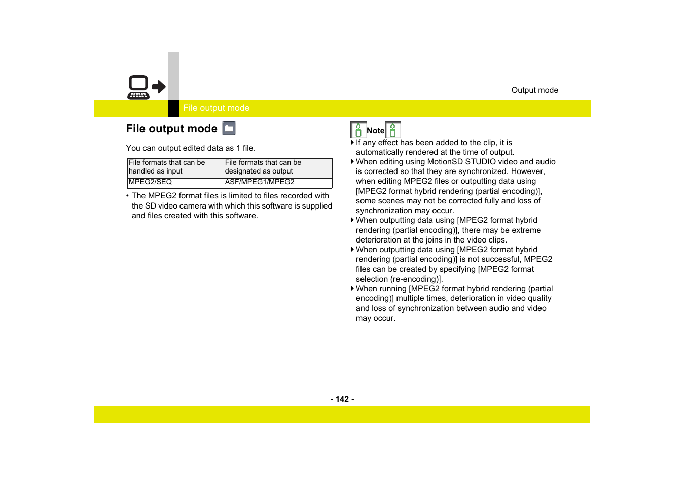 File output mode | Panasonic MotionSD STUDIO 1.0E User Manual | Page 142 / 231