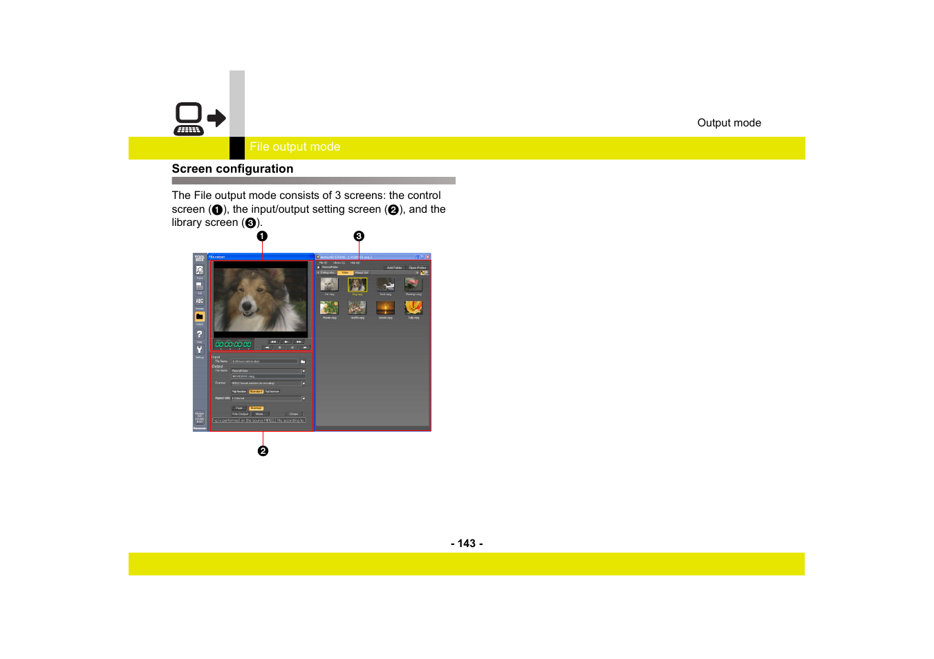 Screen configuration | Panasonic MotionSD STUDIO 1.0E User Manual | Page 143 / 231