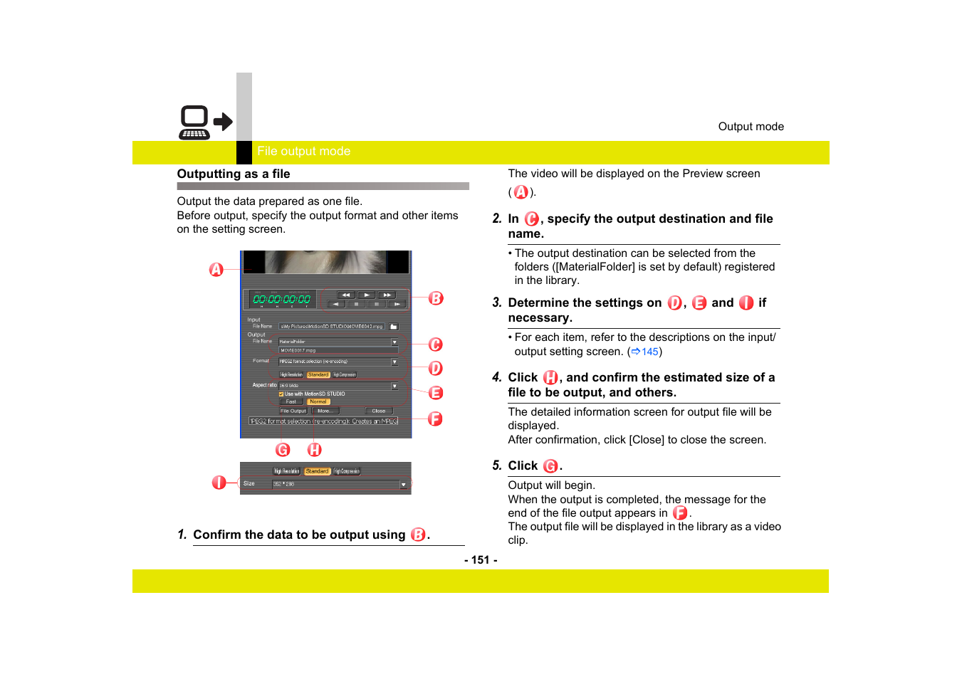 Outputting as a file | Panasonic MotionSD STUDIO 1.0E User Manual | Page 151 / 231