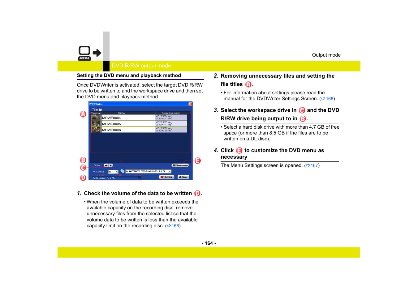 Setting the dvd menu and playback method | Panasonic MotionSD STUDIO 1.0E User Manual | Page 164 / 231