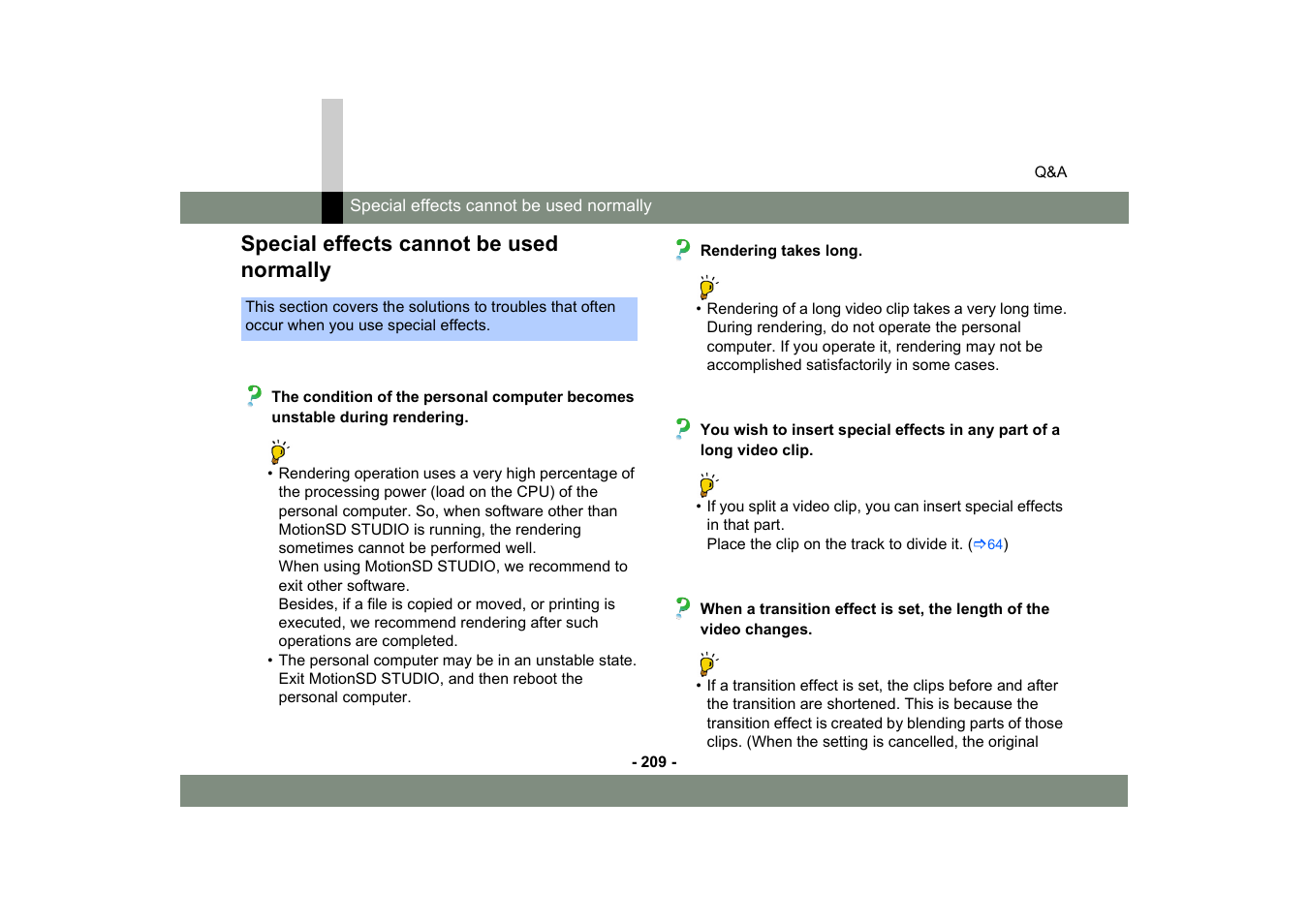 Special effects cannot be used normally | Panasonic MotionSD STUDIO 1.0E User Manual | Page 209 / 231